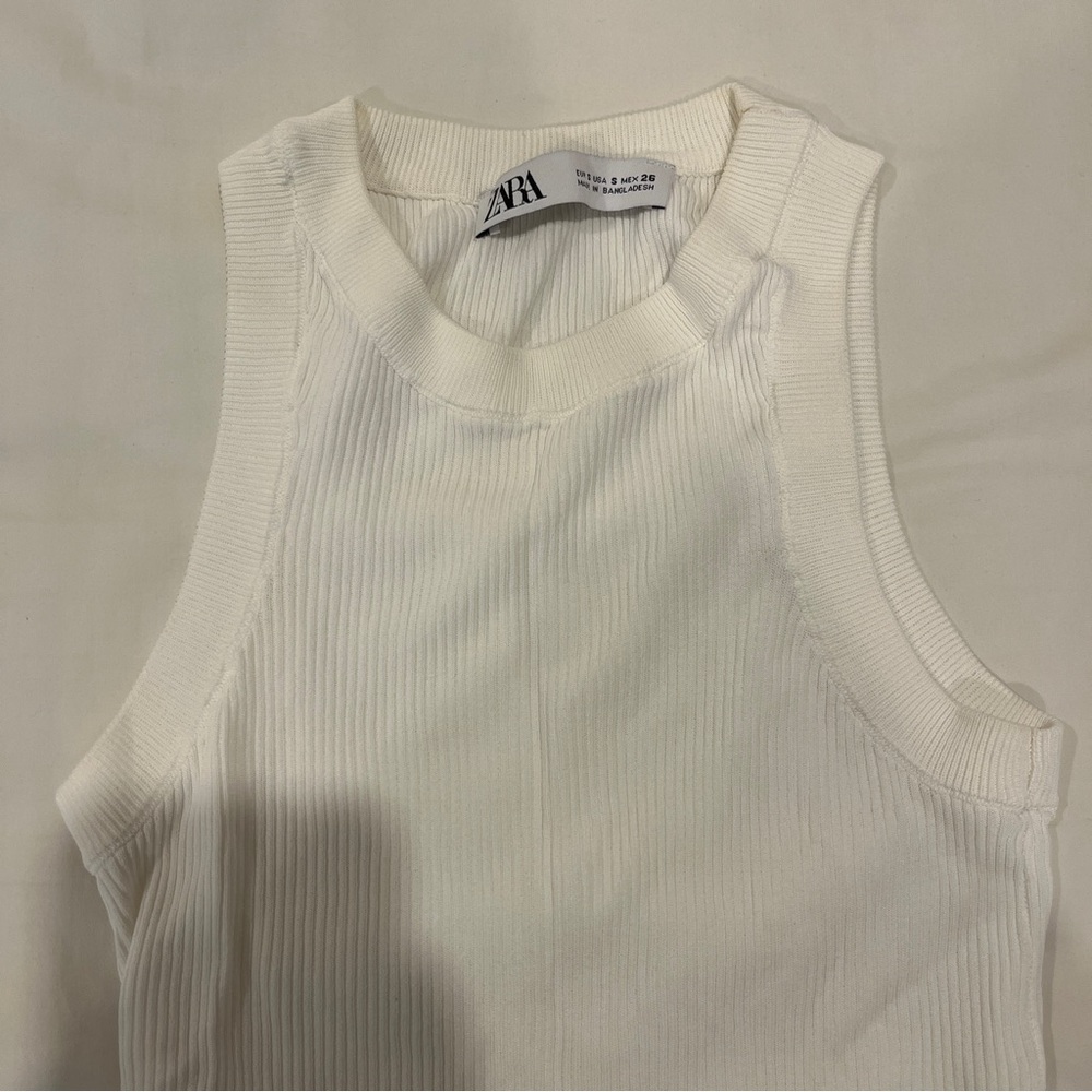Zara Ribbed Tank Top White Women's Size Small